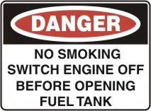 D 176 — NO SMOKING SWITCH ENGINE OFF BEFORE OPENING FUEL TANK